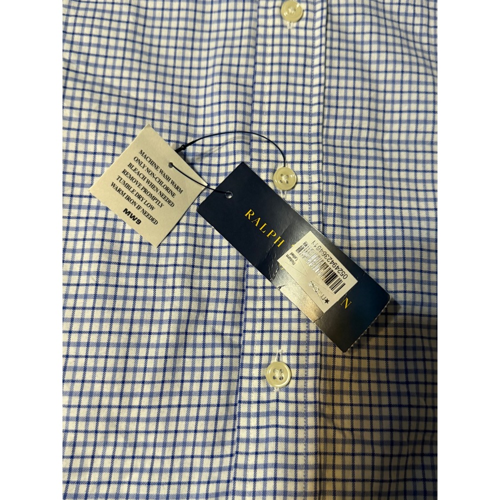 Ralph Lauren Mens XL Blue White Gingham Check Button Down Shirt Long Sleeve NWT - Picture 4 of 10